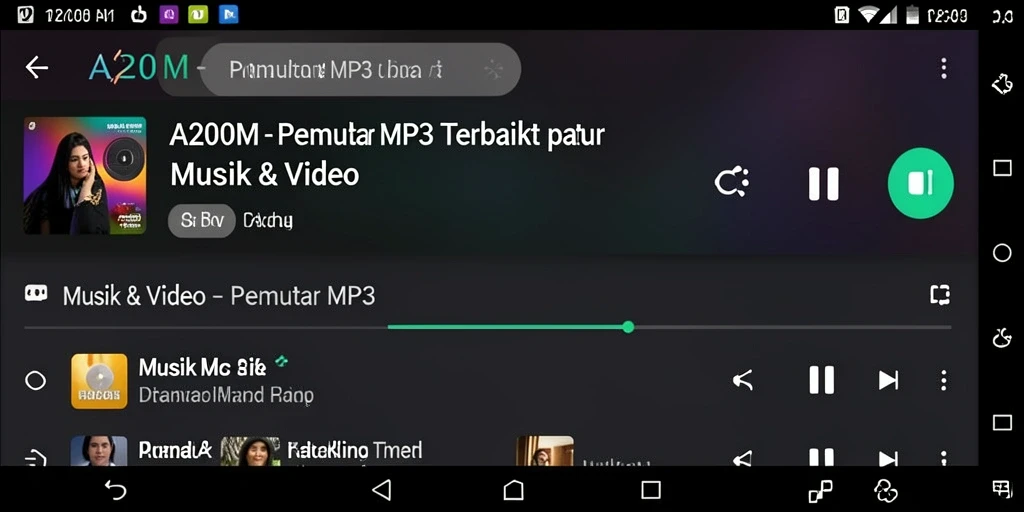 Antarmuka A200M yang bersih dan mudah digunakan untuk Pemutar MP3.