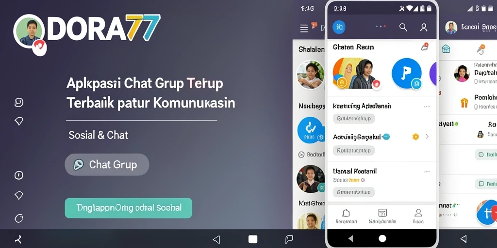 Screenshot antarmuka DORA77 menampilkan fitur Chat Grup yang menarik dan interaktif.