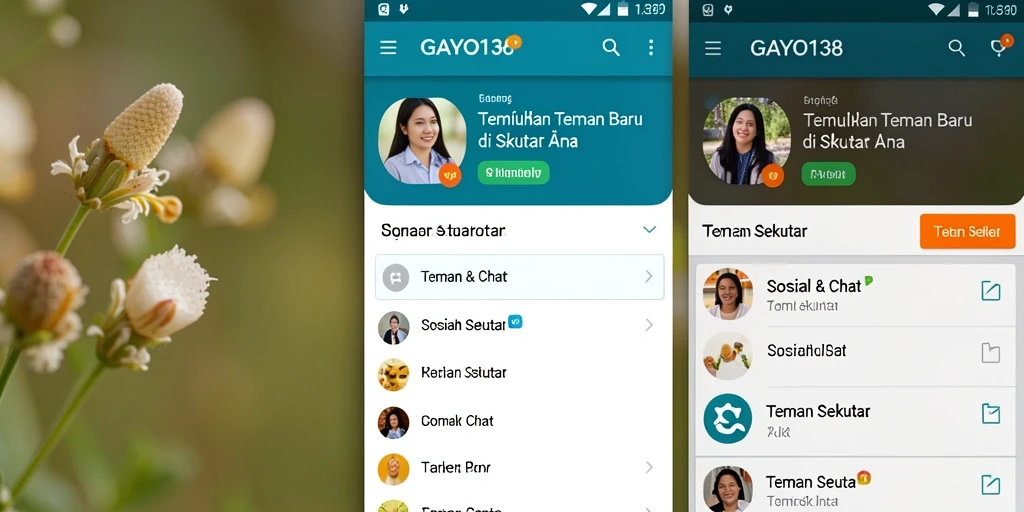 Tampilan antarmuka GAYO138 yang ramah pengguna dengan fitur Teman Sekitar.