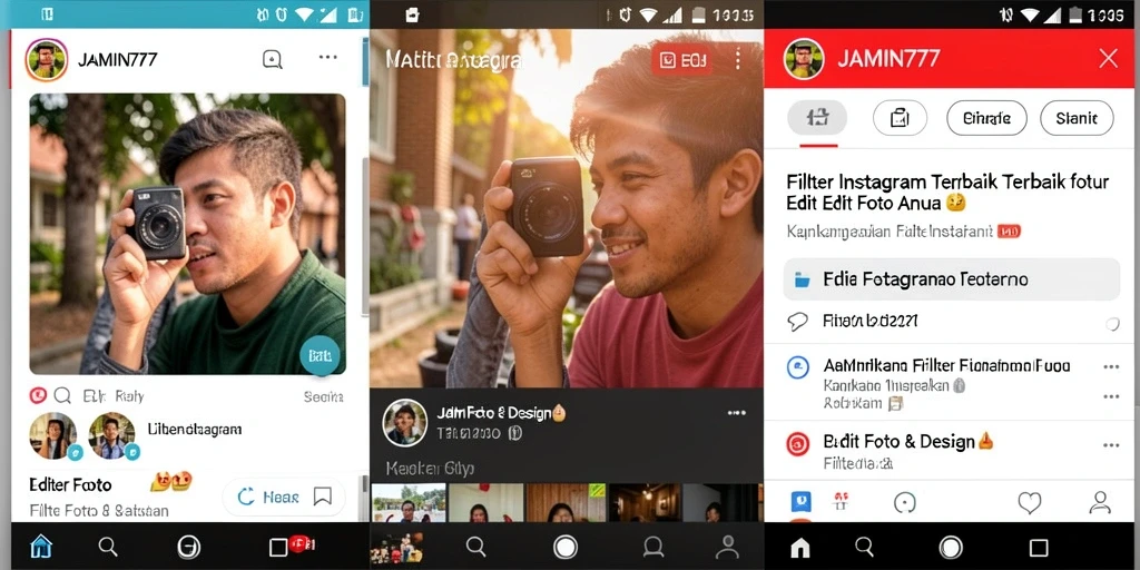 Tampilan antarmuka JAMIN777 untuk edit filter Instagram yang menarik.