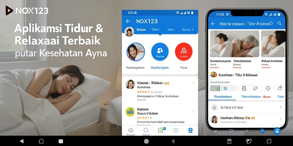 Antarmuka aplikasi NOX123 yang sederhana dan menenangkan untuk pengalaman tidur terbaik.