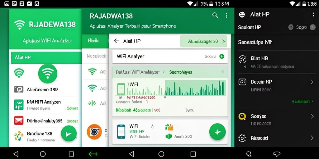 Screenshot RAJADEWA138 menampilkan antarmuka analisis WiFi yang informatif.