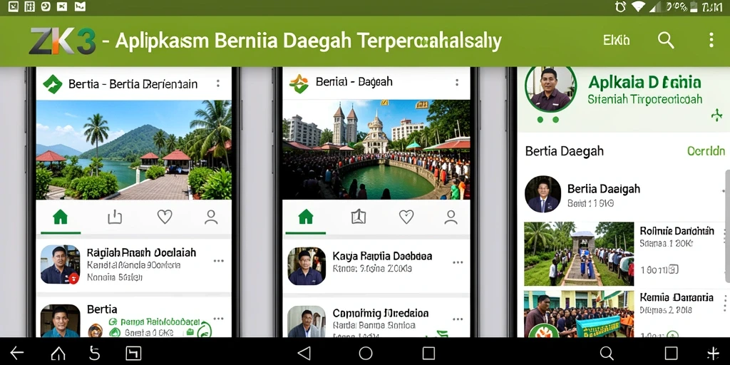 Tampilan antarmuka ZK3 dengan fitur berita daerah yang menarik.